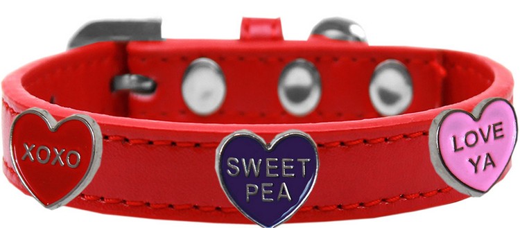 Conversation Hearts Widget Dog Collar Red Size 18